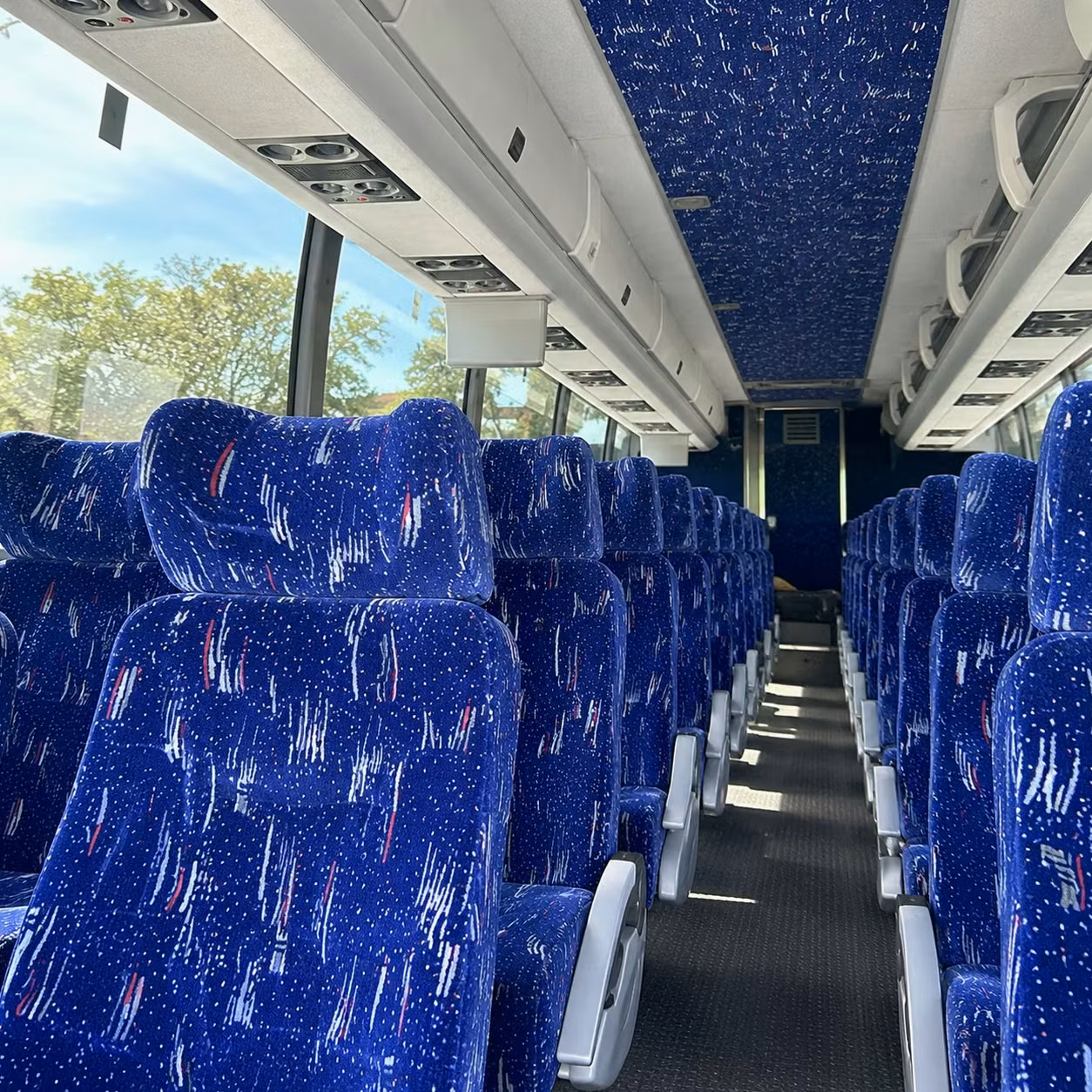 greenville charter bus rental interior